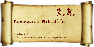 Kovacsics Miklós névjegykártya